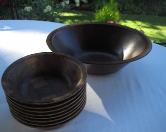 Weavewood Salad Bowl Set, Large Serving Bowl and 8 Salad Bowls