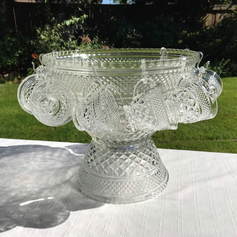 Anchor Hocking Punch Bowl Set in the Classic Wexford Pattern Etsy