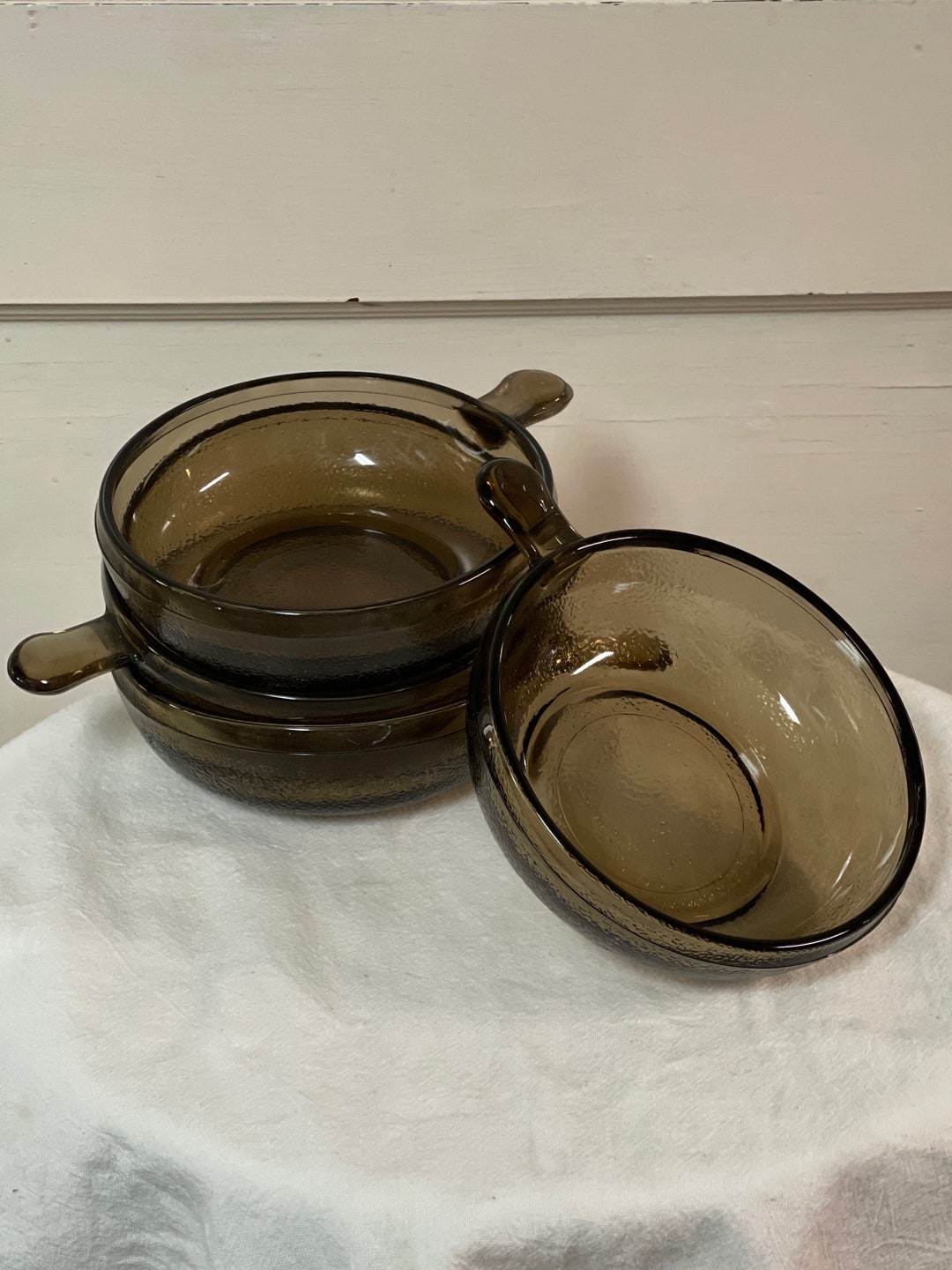 Amber Glass Ramekins With Tab Handles Set of 4 Etsy