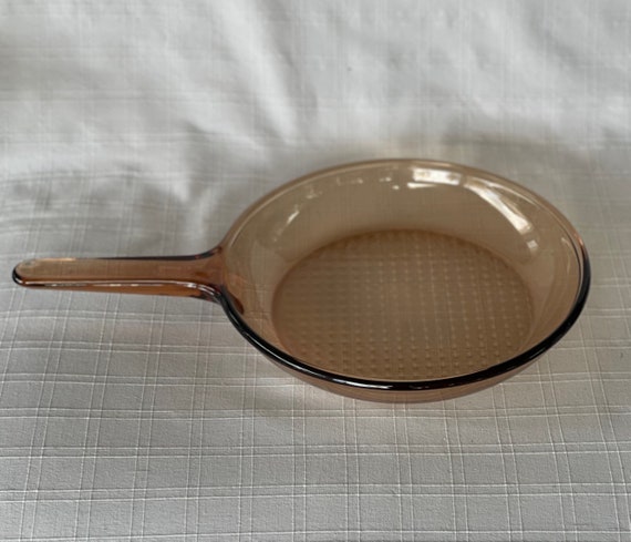 Small Pyrex Vision Amber Fry Pan Skillet, Sauté Pan With or Without Lid,  FRANCE 