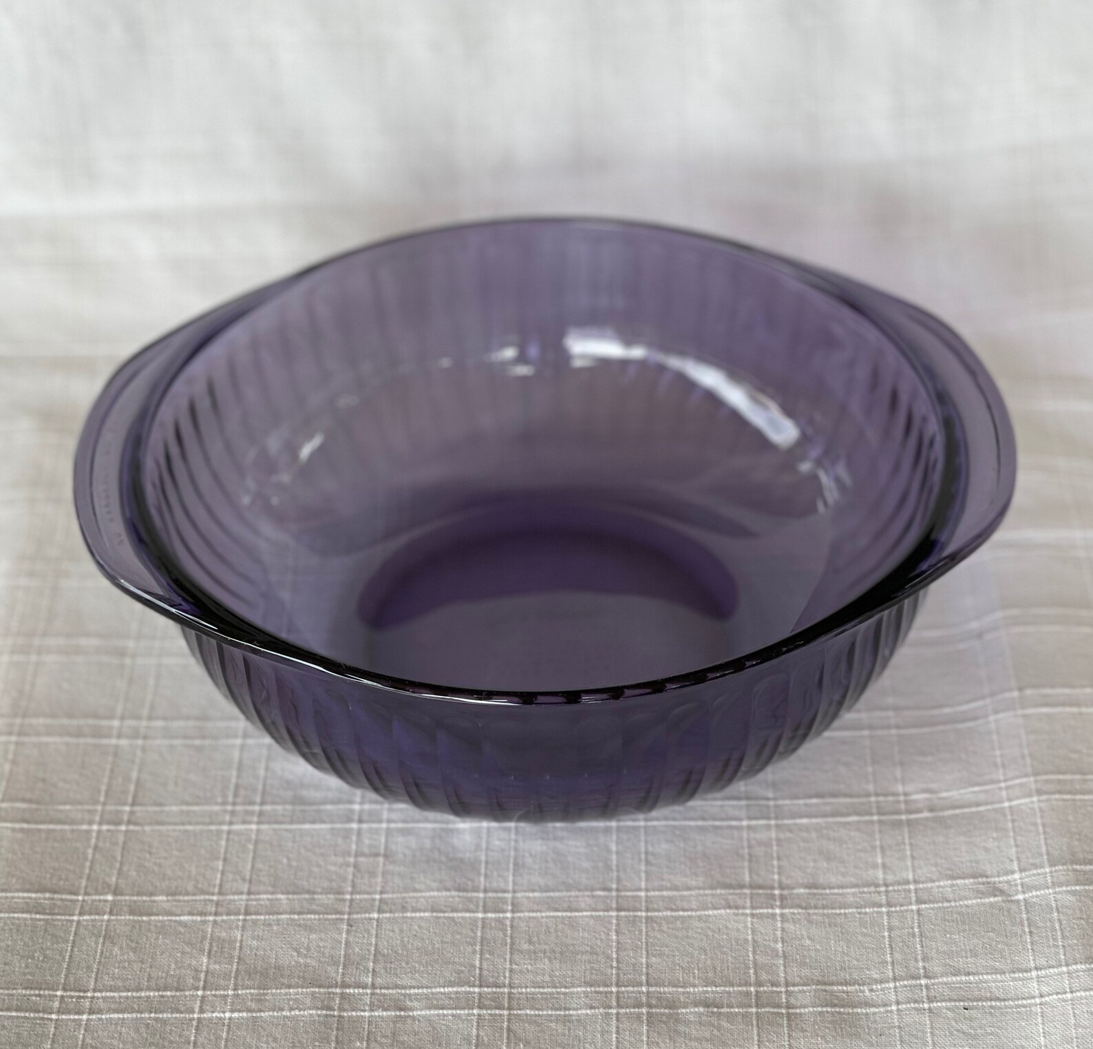 Purple Pyrex Ribbed Bowl Handled 2 quart Etsy
