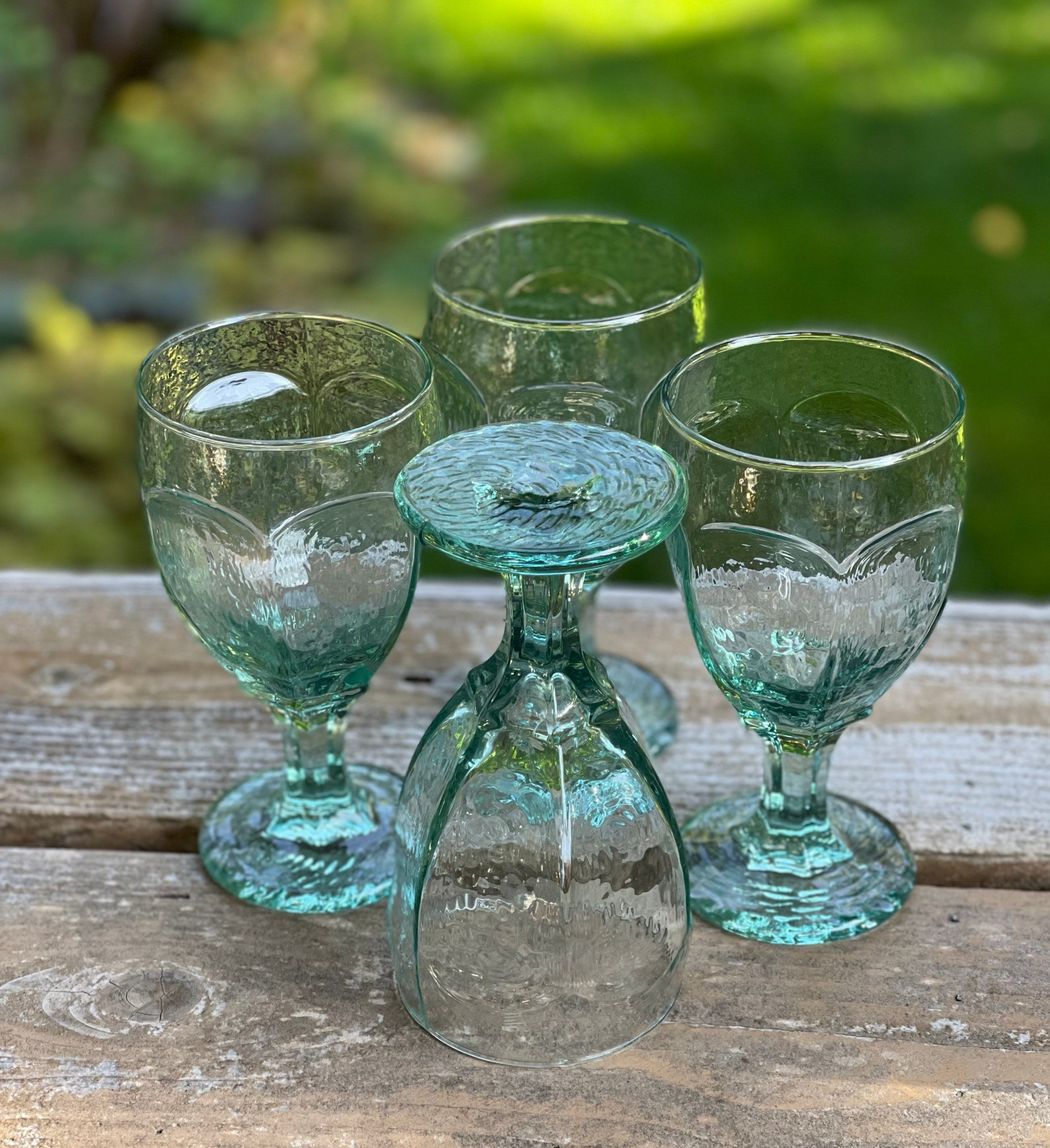 Libbey Chivalry Green Glass Water Goblet Set Set of 4 Etsy