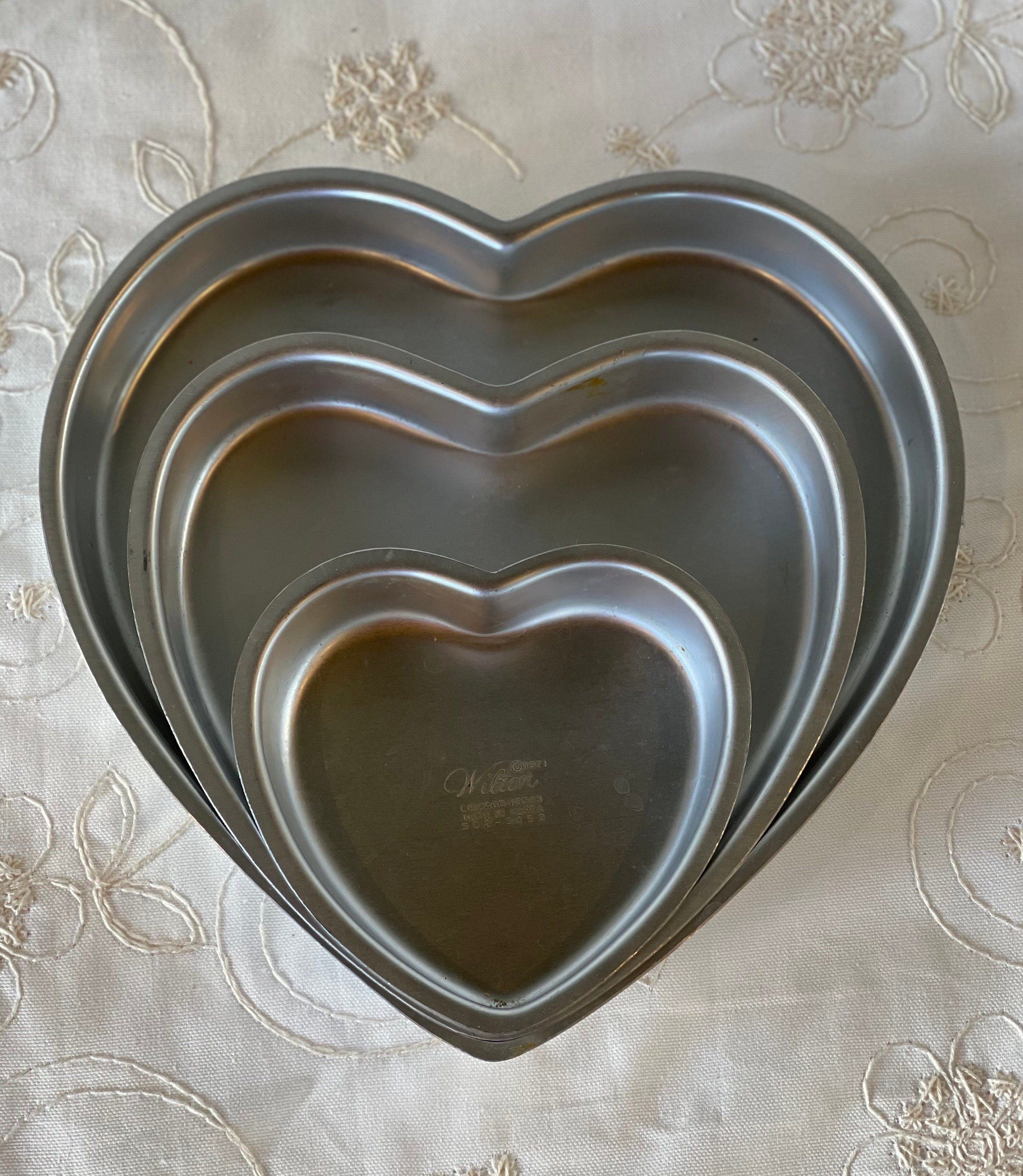 Heart Shaped Cake Pans Nesting Set of Heart Shaped Pans Set Etsy