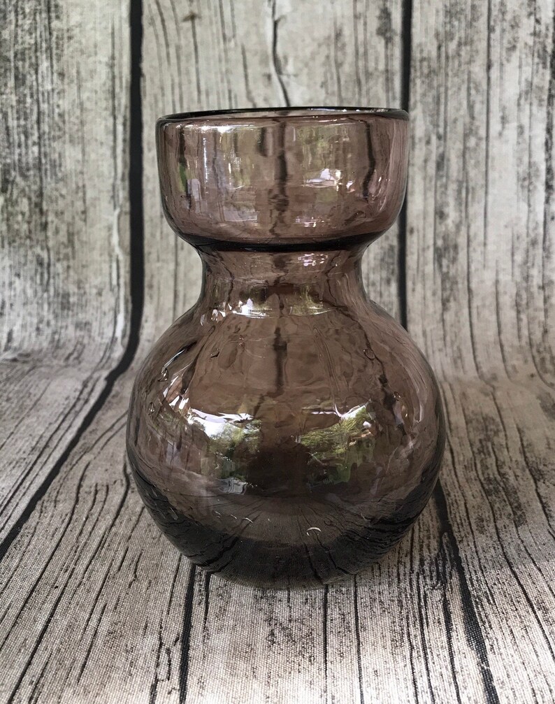 Large Bulb Forcing Vase Glass Vase Amethyst Vase Etsy