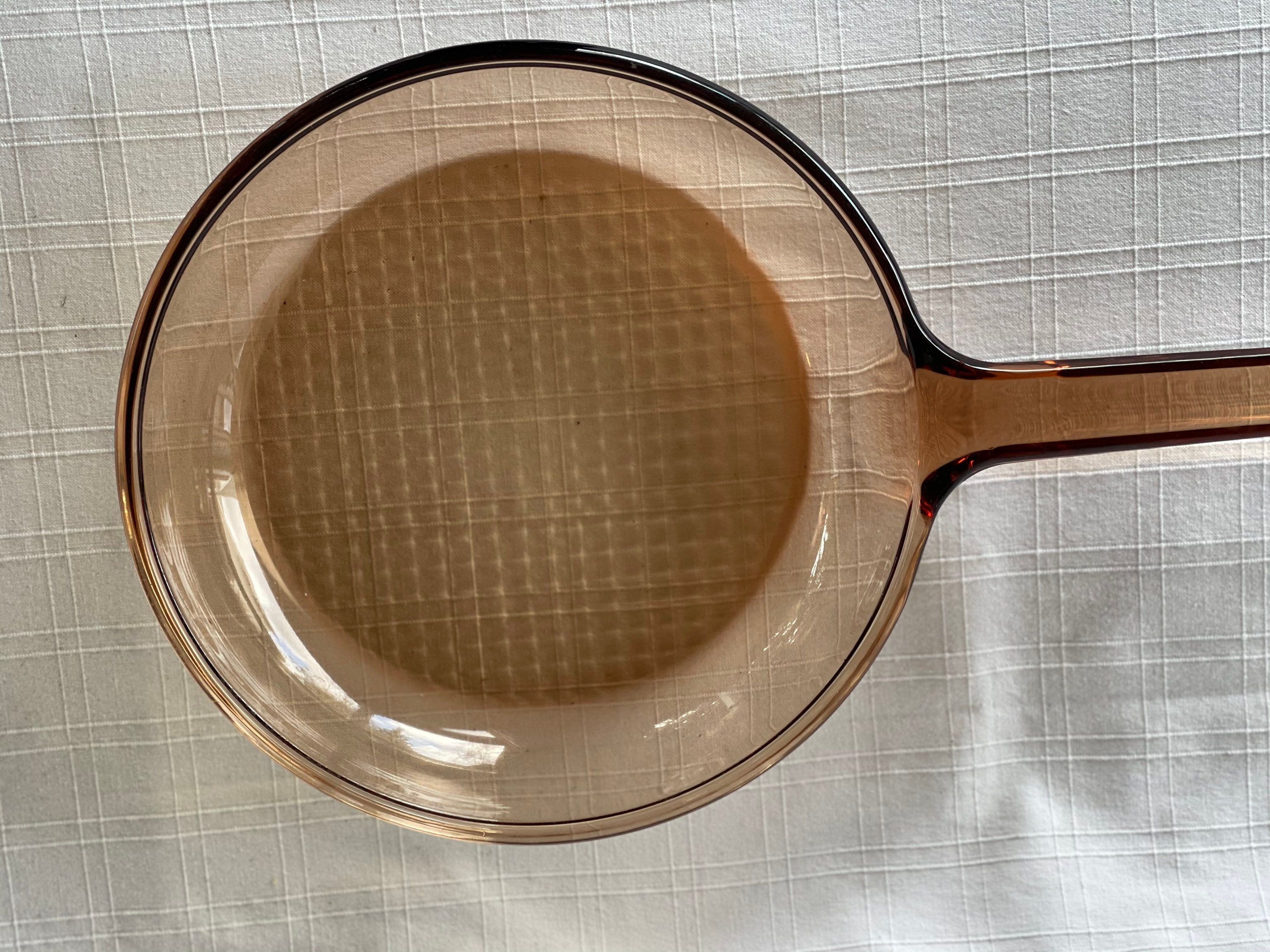 Small Pyrex Vision Amber Fry Pan Skillet, Sauté Pan With or Without Lid,  FRANCE 