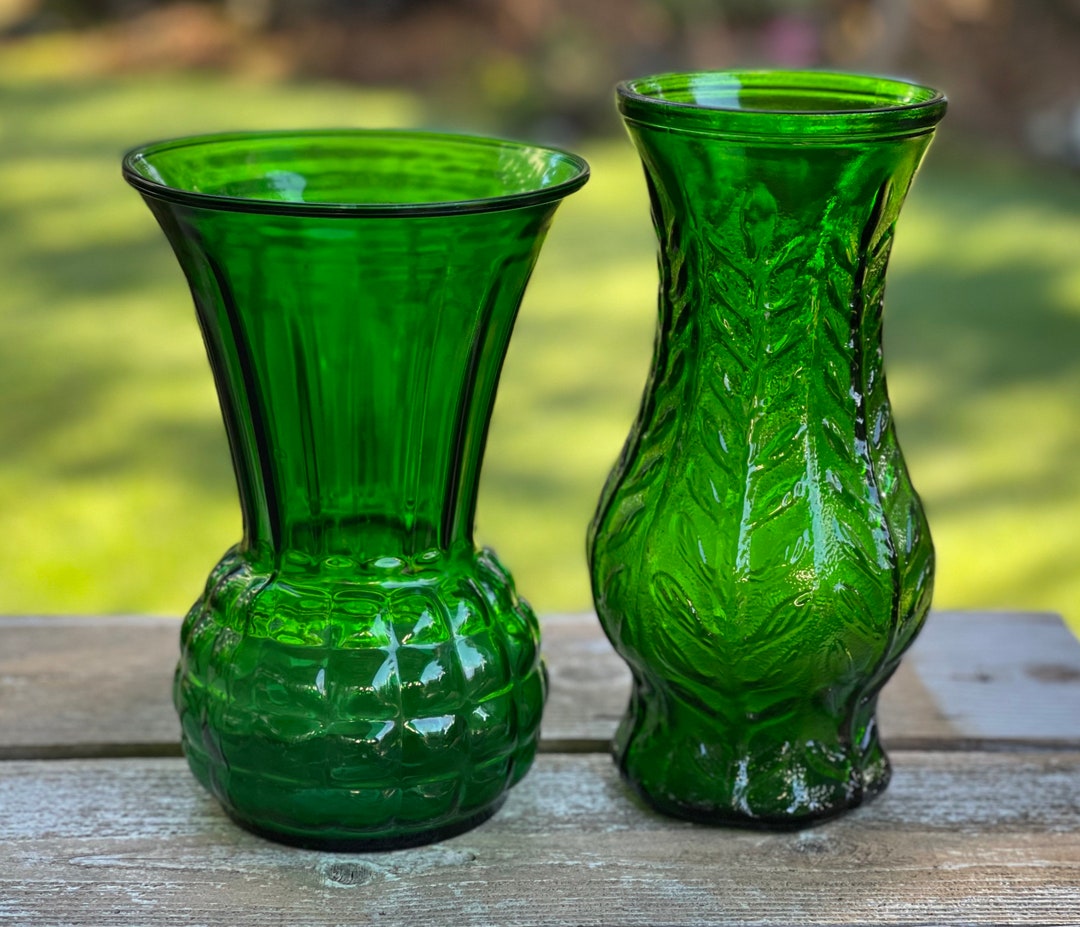 Large Green Glass Vases, Choice Mid Century Vases Etsy