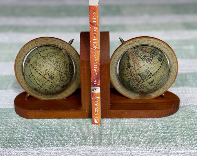 World Globe Bookends, Made in Hong Kong Etsy
