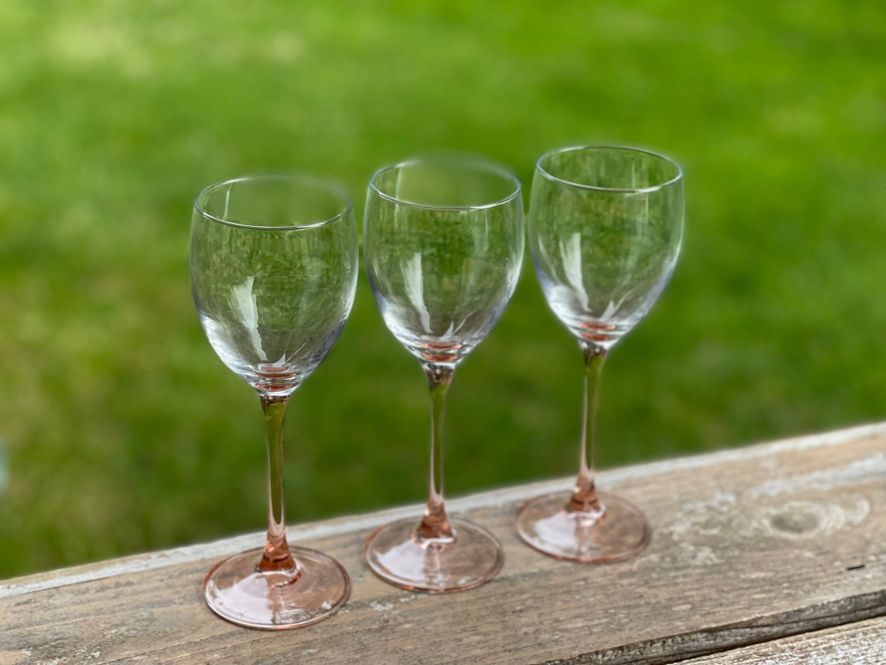 4 French Vintage 70s Luminarc Small Wine Glasses, Rosaline White