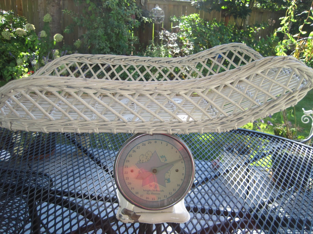 Wicker Basket Baby Scale Vintage White Wicker Baby Scale Etsy