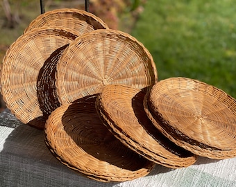 SETS of Wicker Paper Plate Holders, Small Plate Chargers, Sets of 6