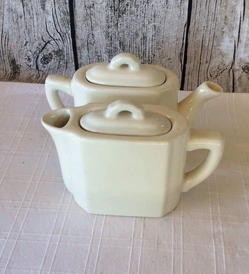 Restoration Hardware TEA FOR TWO Pair White Stoneware Teapots Etsy