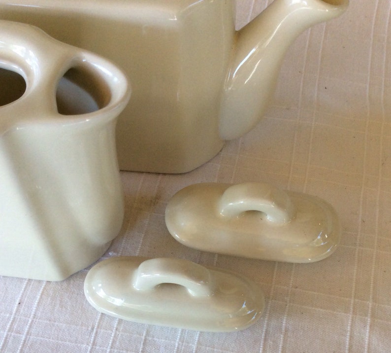 Restoration Hardware TEA FOR TWO Pair White Stoneware Teapots Etsy