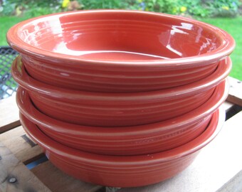 Fiesta Ware Soup/Cereal Bowls, Persimmons, Apricot, Orange, Set of 4 Bowls