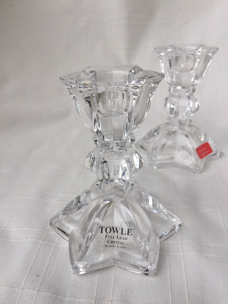Towle Full Lead Crystal Candlestick Holders Made in Austria Etsy