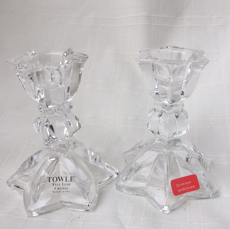 Towle Full Lead Crystal Candlestick Holders Made in Austria Etsy