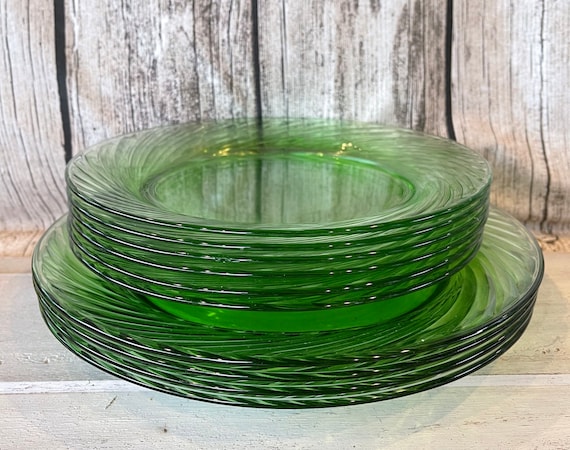 JL Vaseline Glass Luncheon Plates X 6 JL Vaseline Glass Luncheon Plates X 6