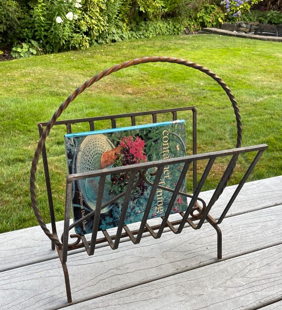 Vintage Wrought Iron Magazine Rack - Etsy