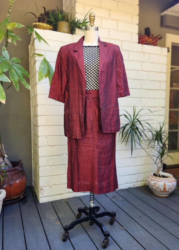 Perry Ellis!! Lightweight Rust Linen Suit - image 1