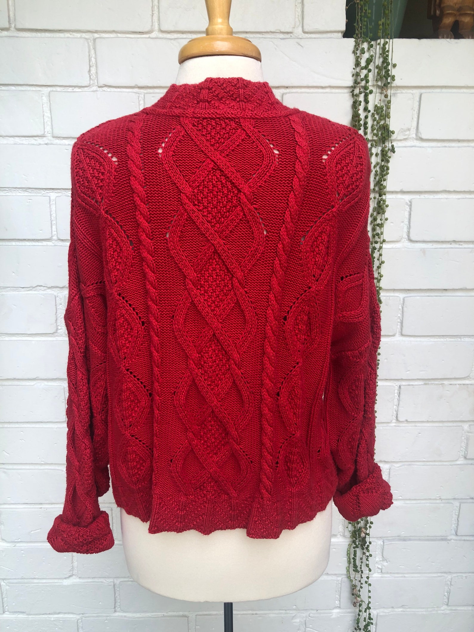 Tweeds Red Cable Knit Pullover Sweater - Etsy UK