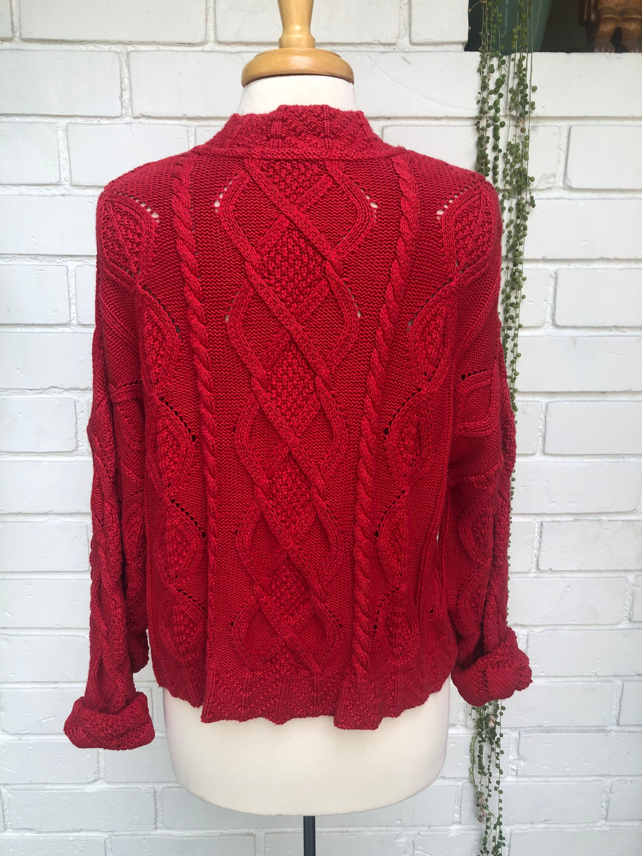Brick Red Cable Knit Sweater