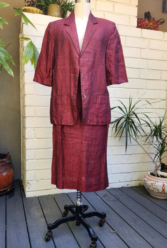 Perry Ellis!! Lightweight Rust Linen Suit - image 2