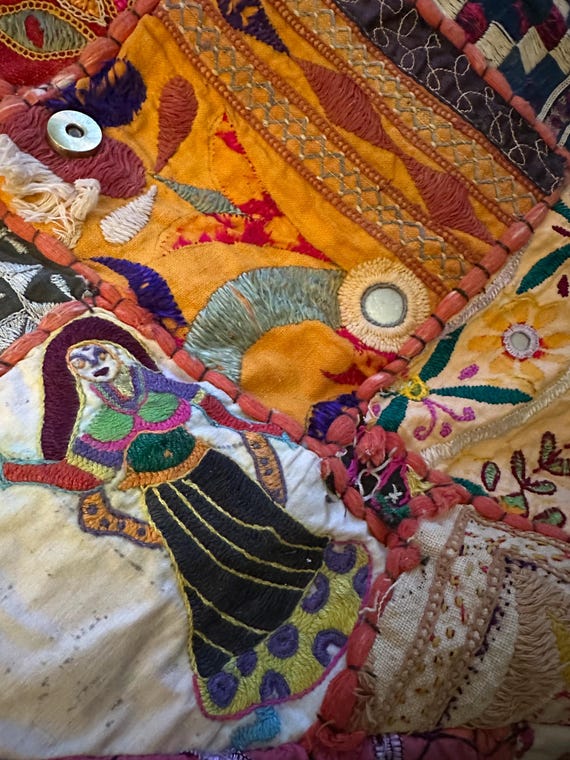 Boho Raj Repurposed Patchwork Quilted Handmade Kn… - image 5