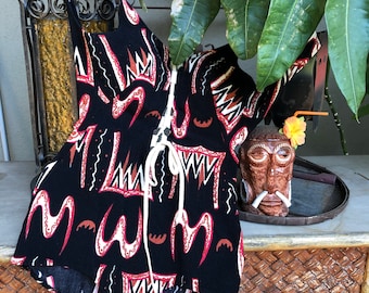 Tiki Pattern Lace Up Swim Suit