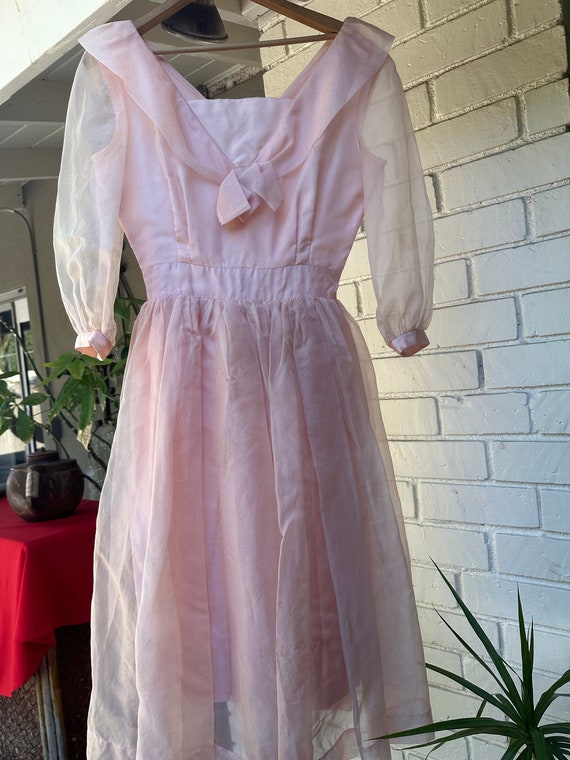60's Princess Fairy Soft Pink Party Dress in Shee… - image 2