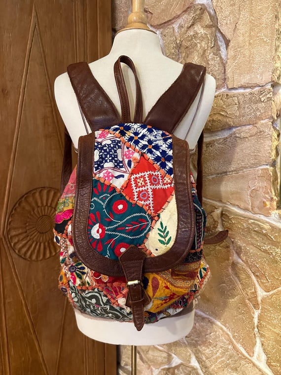 Boho Raj Repurposed Patchwork Quilted Handmade Kn… - image 1