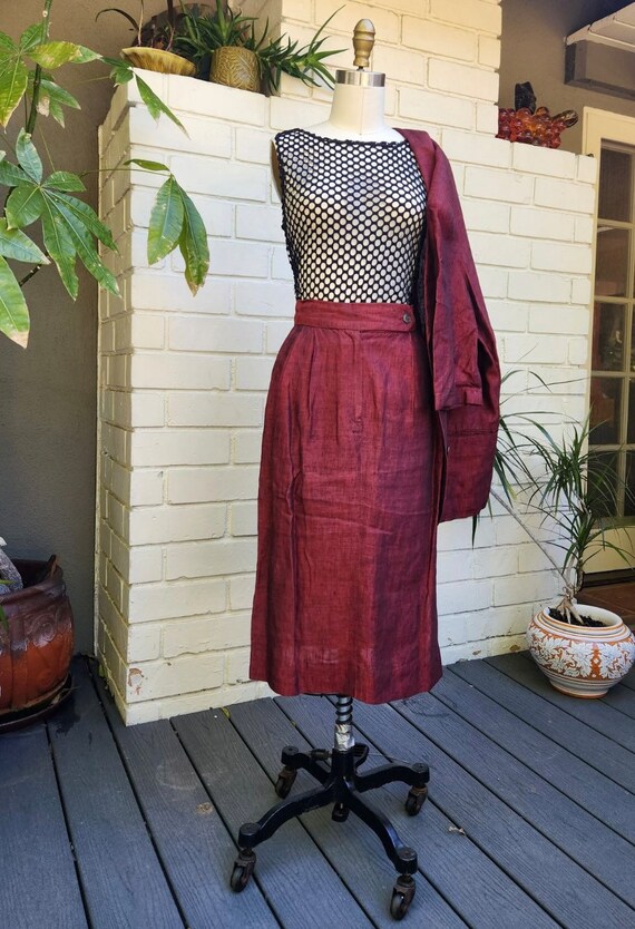 Perry Ellis!! Lightweight Rust Linen Suit - image 3