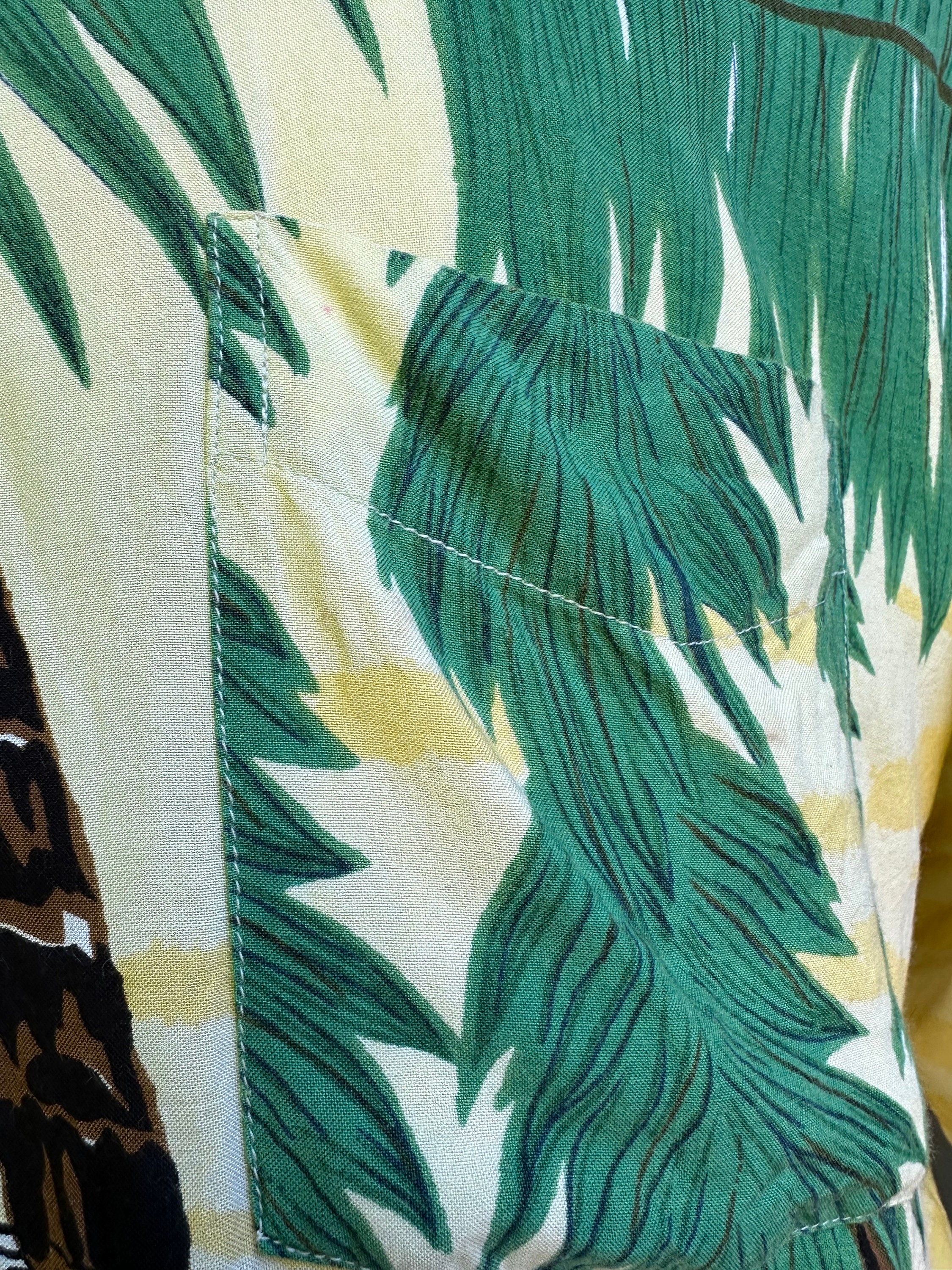 Hawaiian Rayon Tiki Coconut Palm Border Print Shirt Unisex-lg - Etsy
