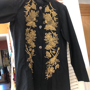 New!! Citron Embroidered Mandarin Collar Shirt