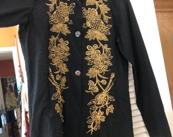 New!! Citron Embroidered Mandarin Collar Shirt