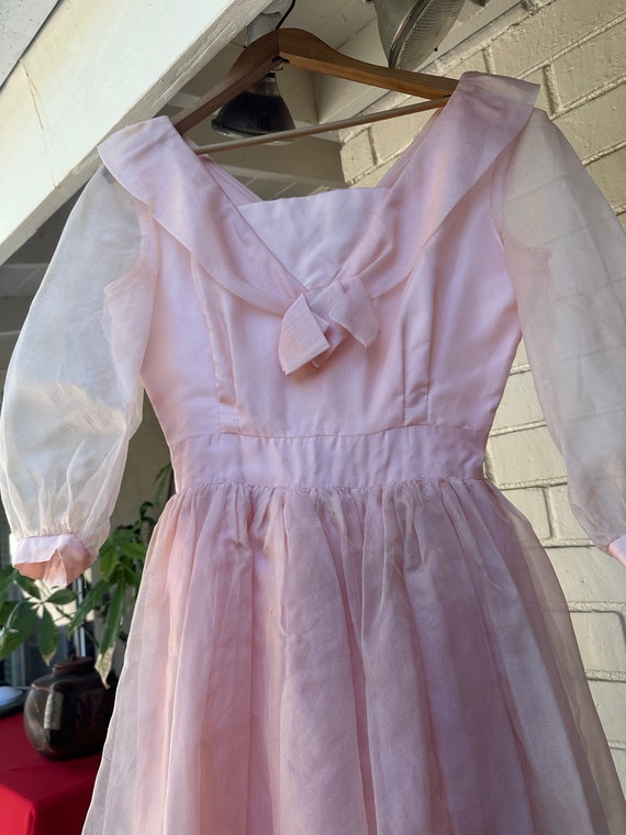 60's Princess Fairy Soft Pink Party Dress in Shee… - image 1