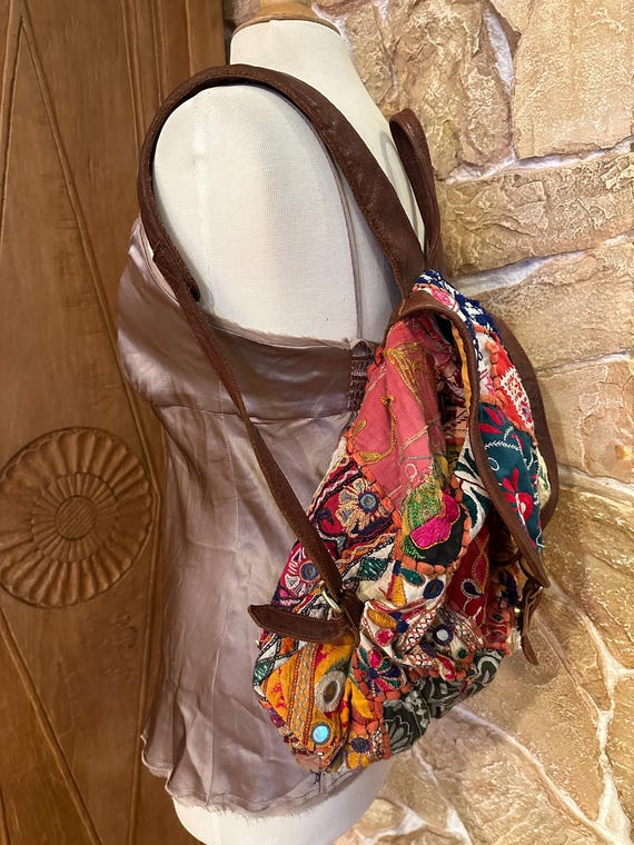 Boho Raj Repurposed Patchwork Quilted Handmade Kn… - image 3