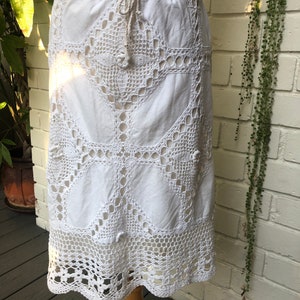 New Repurposed Crochet Inset Drawstring Skirt