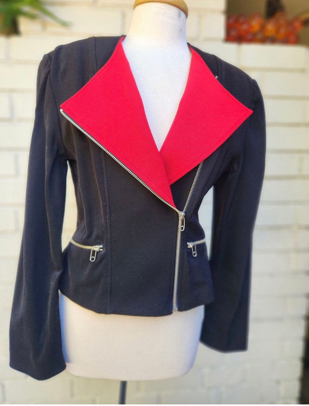 Ellen Tracy Co. Scuba Moto Jacketzip Front Etsy