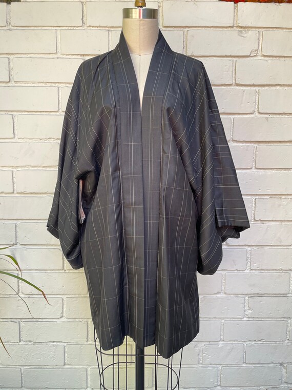 Pinstripe Silk Haori Short Kimono-Vintage