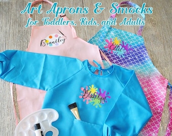 Personalized Art Apron for Kids Adults Toddlers Boys Girls Painting Decal Name