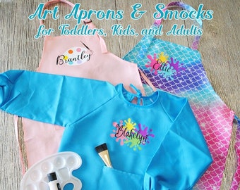 Personalized Art Apron for Kids Adults Toddlers Boys Girls Painting Decal Name