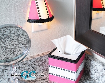 Matching Bathroom Accessories, Custom Tissue Holder, Kids Bedroom Accessories, Girls Room Trash Bin, Custom Night Light