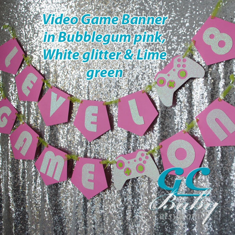 Gamer Birthday Party Banner, Custom Happy Birthday Video Game Banner, Personalized Video Game Party Decoration image 7