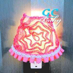 Purple Rosette Night Light | Girls Nursery Plug-In Wall Lamp