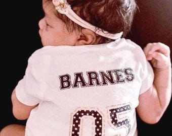 Custom Baby Sports Jersey Bodysuit - Personalized Onsie Bodysuit with Name and Number