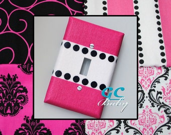 Hot Pink Fabric Light Switch Cover: Damask, Polka Dot, Zebra