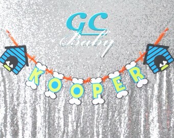 CUSTOM Puppy Dog Themed Banner in ANY color combination - Party Decoration, Bunting