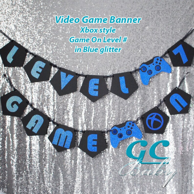 Gamer Birthday Party Banner, Custom Happy Birthday Video Game Banner, Personalized Video Game Party Decoration image 3