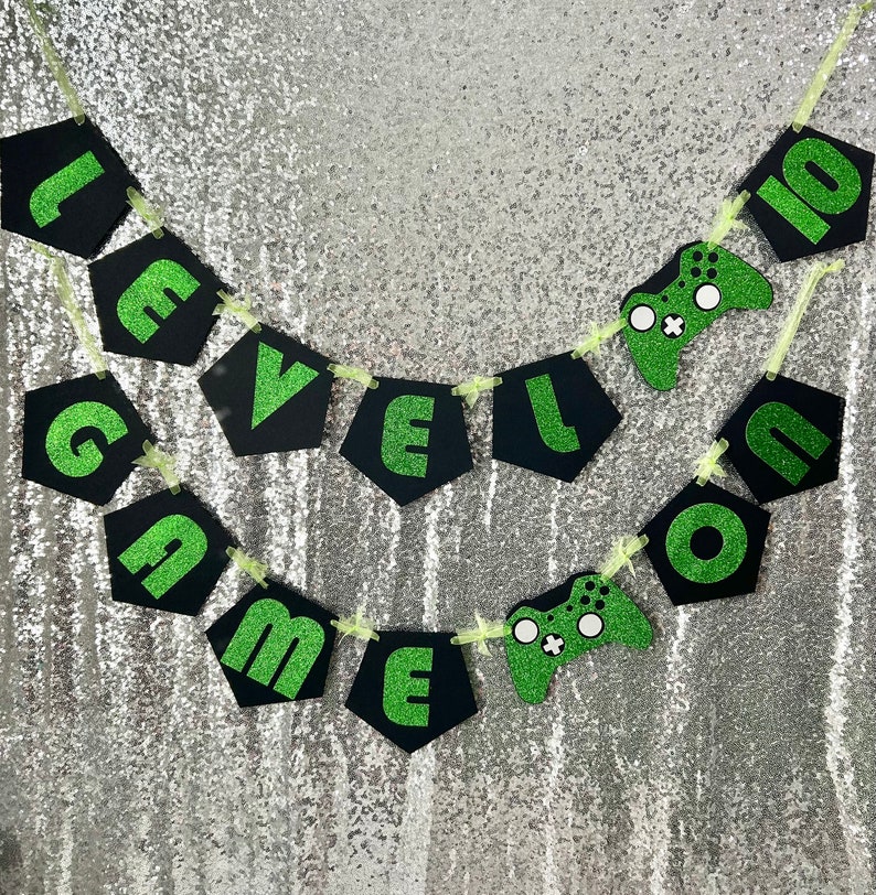 Gamer Birthday Party Banner, Custom Happy Birthday Video Game Banner, Personalized Video Game Party Decoration image 5