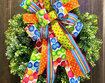 Birthday Bow, Party Decoration, Birthday Present Bow, Party Wreath Bow, Birthday Door Greeter