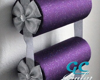 Glittery Standing or Hanging Custom Headband Holders - 9 Fabrics in Chevron, Polka Dots, Bows, Butterflies or Hearts for Baby and Girl